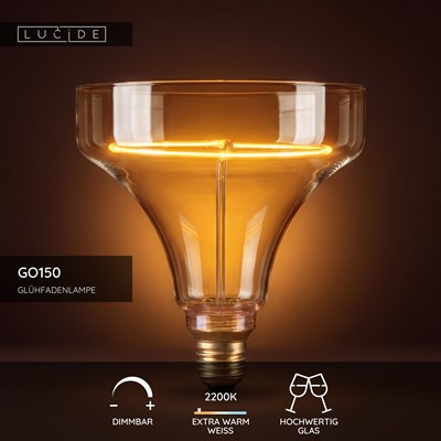 Lucide GO150 - Glühfadenlampe - Ø 15 cm - LED Dim. - E27 - 1x4W 2200K - Amber